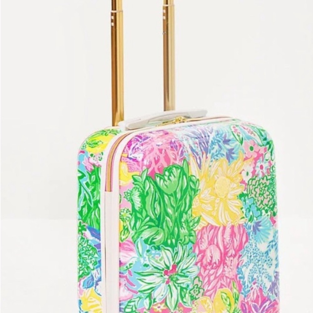 Lilly Pulitzer Floral Travel Bag roller carry on suitcase - Pink, Green, Yellow